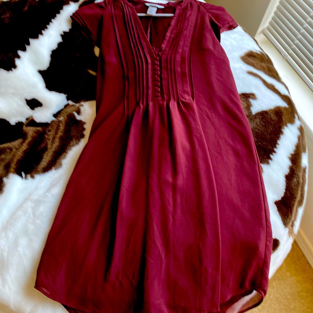 H&M Deep Red Mini Tie Dress